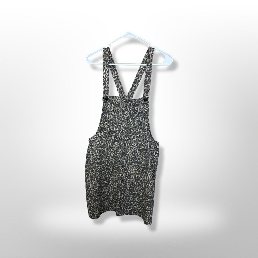 Cheetah/Leopard Denim Overall Mini Dress Size Women’s Large